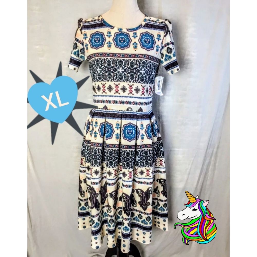 Lularoe Amelia Medallion Paisley Unicorn